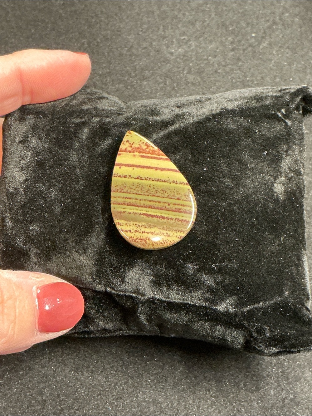 Teardrop Multicolor Striped Bloodstone Cobachon Loose